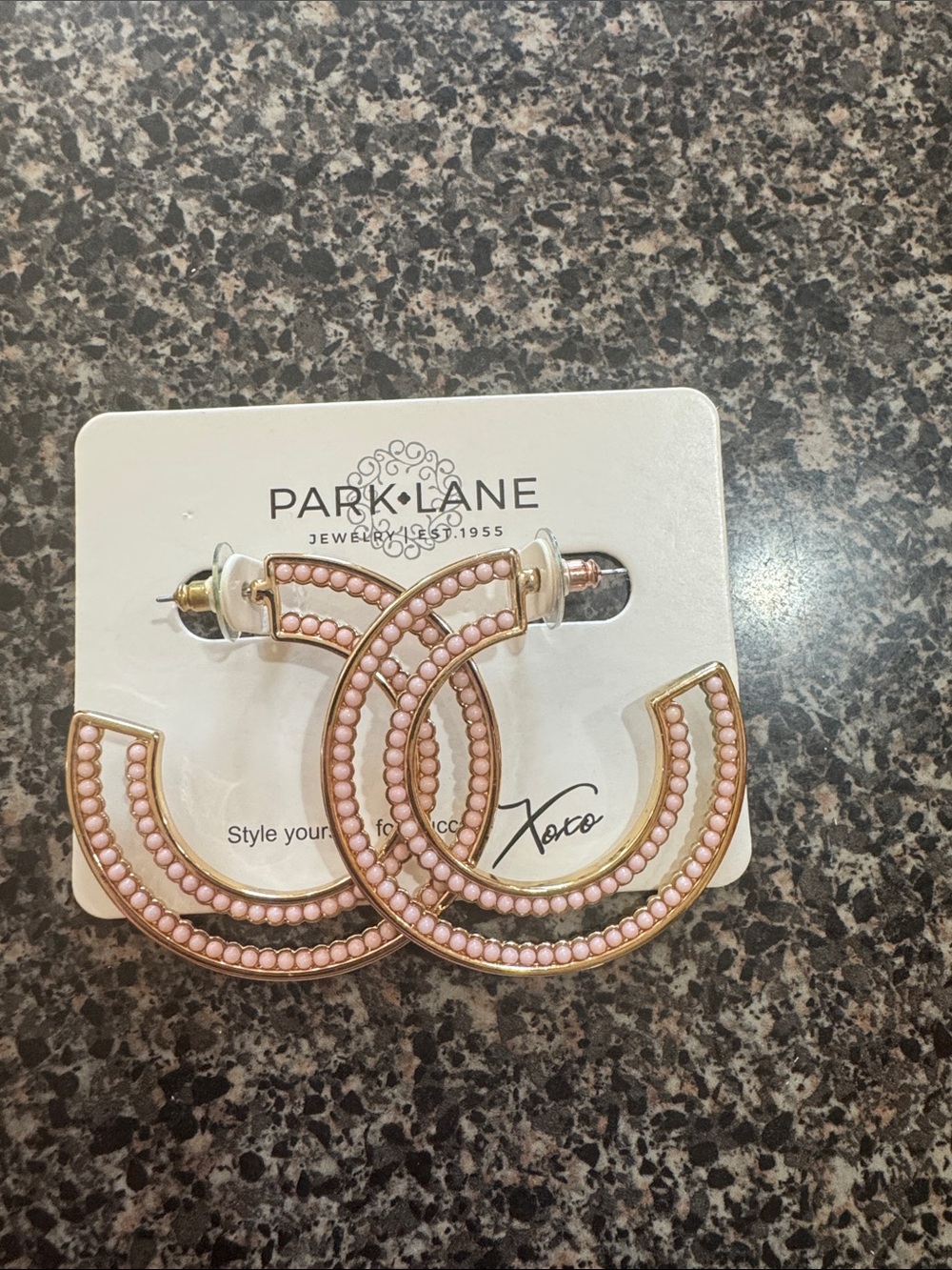Park Lane Pink and Gold Beaded Hoop Earrings